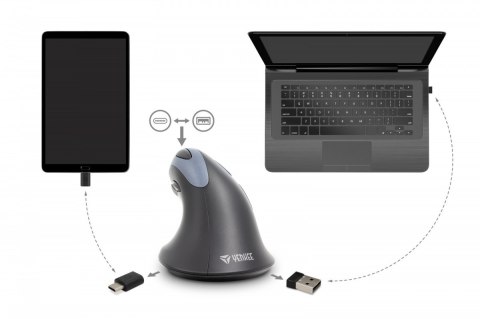 YENKEE Mysz ergonomiczna pionowa ErgoSnug bezprzewodowa USB 2.4 G