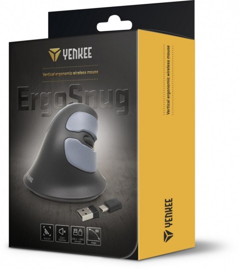 YENKEE Mysz ergonomiczna pionowa ErgoSnug bezprzewodowa USB 2.4 G