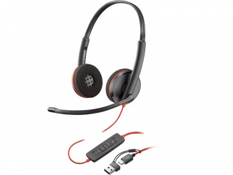 Słuchawki Poly Blackwire 3220 Stereo USB-C headset z adapterem USB-C/A