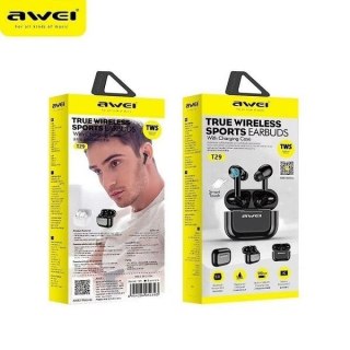 Słuchawki AWEI T29 TWS Bluetooth bezprzewodowe ergonomiczne czarne