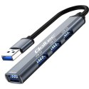 Hub USB 3.0 Qoltec 4w1 grafitowy kompaktowy rozdzielacz z 4 portami