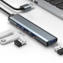 Hub USB 3.0 Qoltec 4w1 grafitowy kompaktowy rozdzielacz z 4 portami