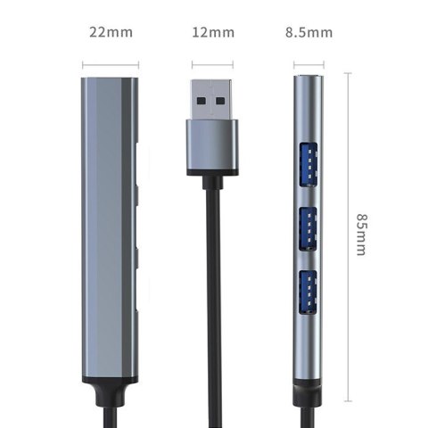 Hub USB 3.0 Qoltec 4w1 grafitowy kompaktowy rozdzielacz z 4 portami