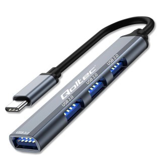 HUB adapter Qoltec USB-C 3.1 4w1 szybki z 3x USB 2.0 grafitowy