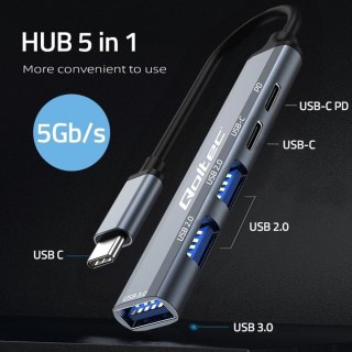 Hub Qoltec USB-C 3.1 5w1 z Power Delivery 2x USB 2.0 USB 3.0