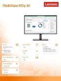 Monitor Lenovo ThinkVision P27q-30 27 cali WLED matowy 2K IPS