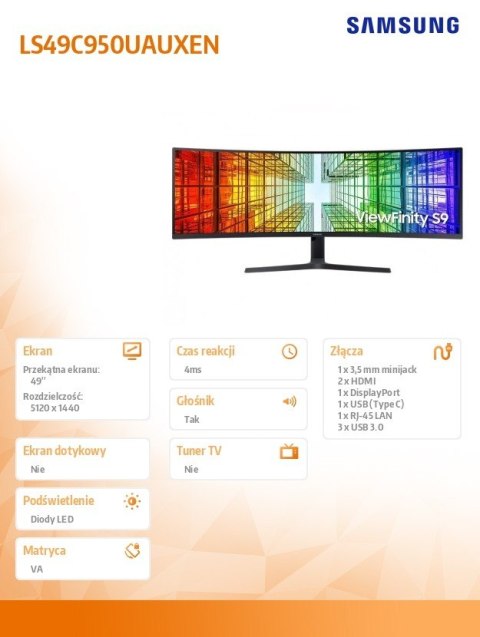 Monitor Samsung ViewFinity S95UC 49 cali VA 5120x1440 DQHD 120Hz