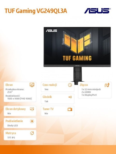 Monitor Asus TUF Gaming VG249QL3A 23.8 FHD 180Hz IPS G-SYNC