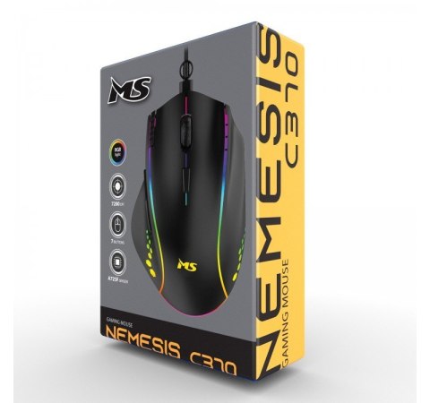 Mysz gamingowa MS Nemesis C370 7200 DPI przewodowa czarna RGB LED