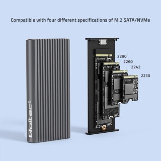 Obudowa Qoltec M.2 SSD SATA NVMe USB-C 4TB z RGB LED aluminum