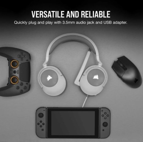 Słuchawki Corsair HS55 Surround Wired Białe dla graczy z Dolby Audio