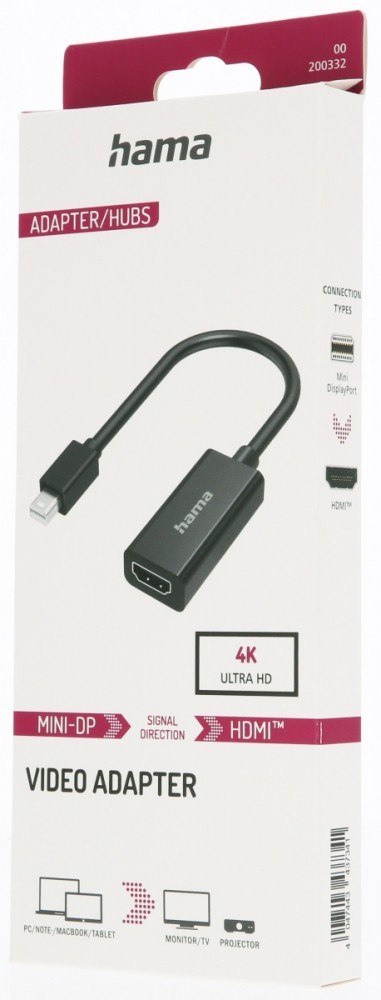 Adapter Mini DisplayPort HDMI 4K czarny kompaktowy Ultra HD