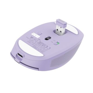 Mysz Ozaa Compact Fioletowa bezprzewodowa cicha biurowa ergonomiczna