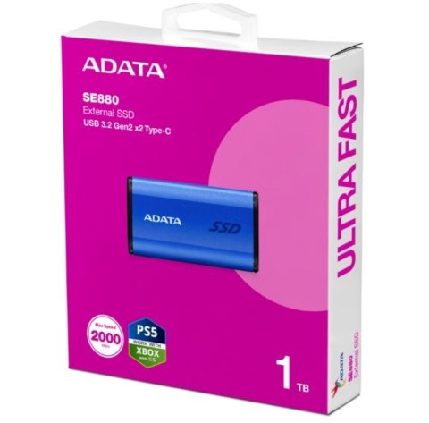 Dysk zewnętrzny SSD Adata SE880 1TB USB 3.2 Gen 2x2 szybki niebieski