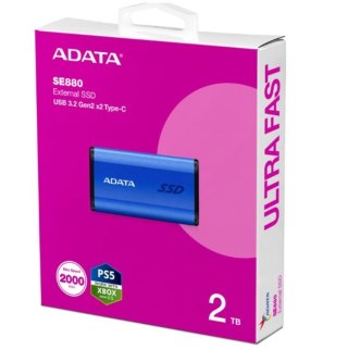 Dysk zewnętrzny SSD Adata SE880 2TB USB3.2 szybki niebieski