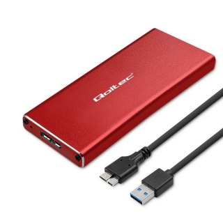 Obudowa M.2 SSD Qoltec kieszeń SATA USB 3.0 5Gb/s 2TB czerwony