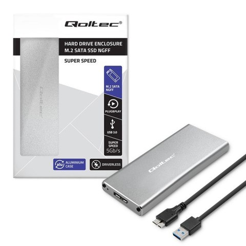 Obudowa Qoltec M.2 SSD SATA aluminium 2TB USB 3.0 szybka