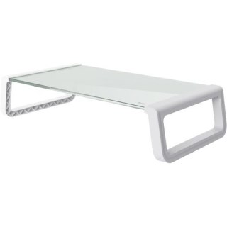 Podstawka pod monitor Monta GLASS biała ergonomiczna z hartowanego szkła