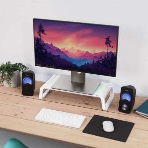 Podstawka pod monitor Monta GLASS biała ergonomiczna z hartowanego szkła