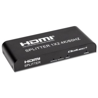 Aktywny rozdzielacz Qoltec 2x HDMI 4K wydajny splitter z dźwiękiem Dolby