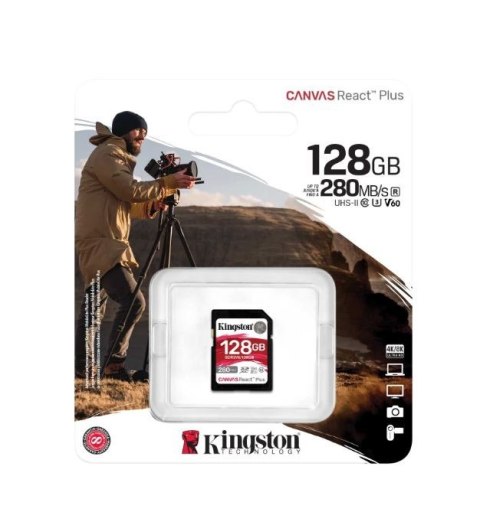 Karta pamięci Kingston Canvas React Plus 128GB SD UHS-II 4K szybka V60