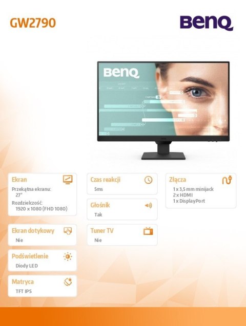Monitor BenQ GW2790 27 cale LED 5ms IPS FHD 100Hz z głośnikami