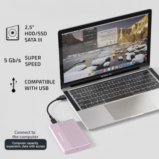 Obudowa Qoltec 2.5 cala SSD HDD różowa USB 3.0 Super speed 5Gb/s 2TB