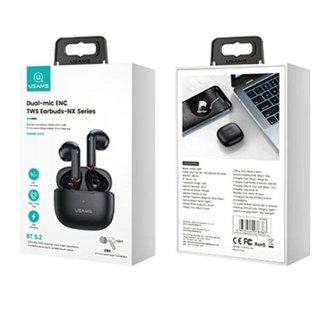 Słuchawki Bluetooth USAMS TWS 5.2 NX10 Series czarne z mikrofonem