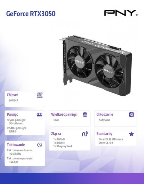 Karta graficzna PNY GeForce RTX 3050 6GB Verto Dual Fan szybka gra