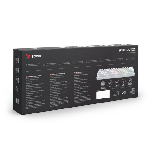 Klawiatura mechaniczna Savio Whiteout X2 OUTEMU Blue Hot Swap 60%