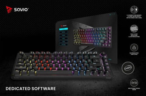 Klawiatura mechaniczna Savio PHENIX bezprzewodowa z Gateron Red Pro