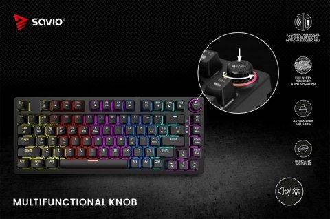 Klawiatura mechaniczna Savio PHENIX bezprzewodowa z Gateron Red Pro