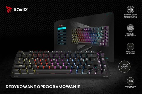 Klawiatura mechaniczna Savio PHENIX bezprzewodowa z Gateron Red Pro