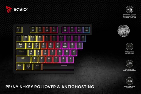 Klawiatura mechaniczna bezprzewodowa Savio PHENIX Gateron Red Pro Pudding