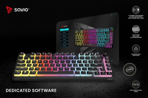 Klawiatura mechaniczna bezprzewodowa Savio PHENIX Gateron Red Pro Pudding