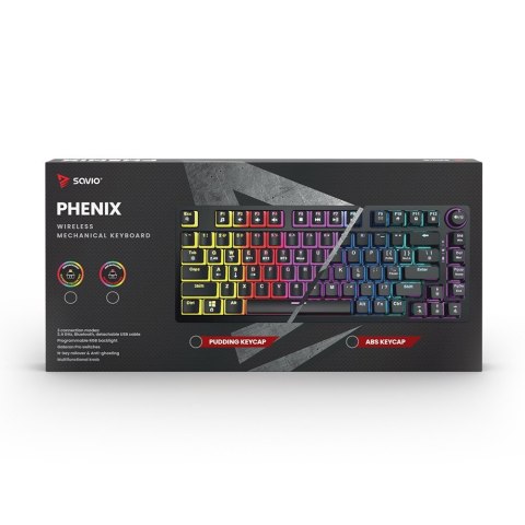 Klawiatura mechaniczna bezprzewodowa Savio PHENIX Gateron Yellow Pro