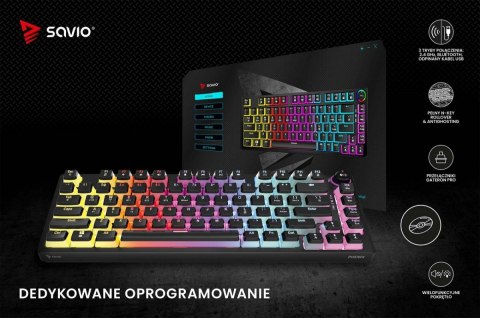 Klawiatura mechaniczna bezprzewodowa Savio PHENIX Gateron Yellow Pro