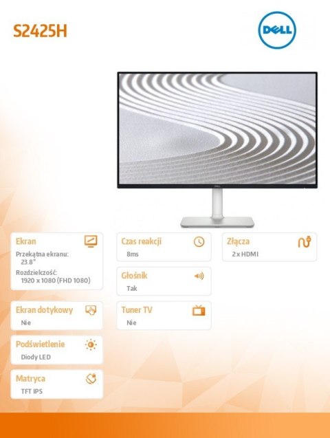 Monitor Dell S2425H 24 FHD IPS LED 100Hz z głośnikami