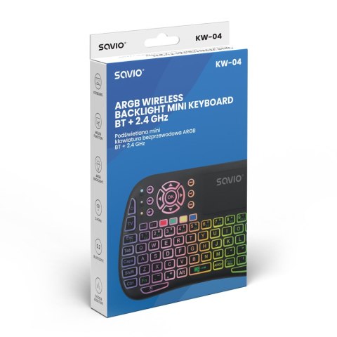 Podświetlana klawiatura bezprzewodowa Savio KW-04 RGB Bluetooth 2.4 GHz