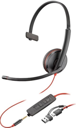 Słuchawki Poly Blackwire 3215 Mono USB-C 3,5mm z mikrofonem