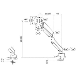 Uchwyt biurkowy Neomounts DS70PLUS-450BL1 do monitorów 17-49 cali czarny