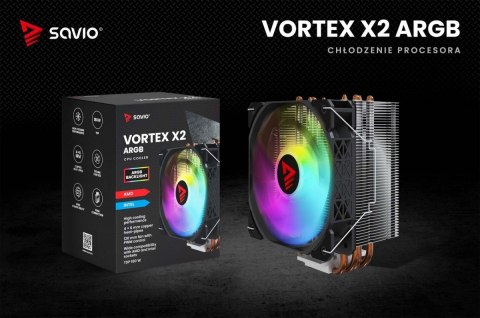 Chłodzenie CPU Vortex X2 ARGB wydajne 180W PWM z efektownym LED