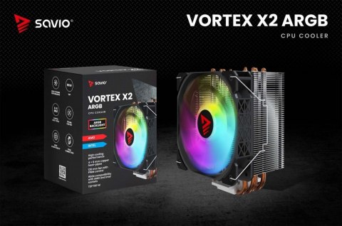 Chłodzenie CPU Vortex X2 ARGB wydajne 180W PWM z efektownym LED
