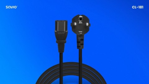 Kabel zasilający CEE 7/7 IEC C13 5 m uniwersalny przewód Savio