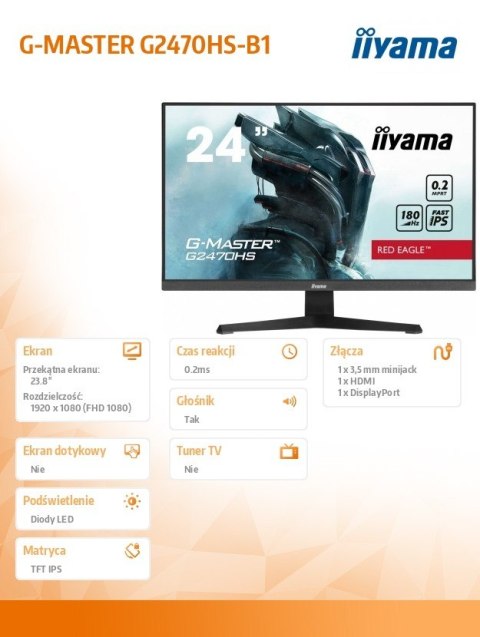 Monitor IIYAMA G-MASTER G2470HS-B1 24 FHD IPS 180Hz gaming