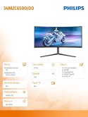 Monitor Philips Evnia 34M2C6500 34 QD OLED zakrzywiony UltraWide
