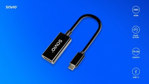Adapter SAVIO AK-79 USB-C HDMI 4K 30Hz kompaktowy Plug Play