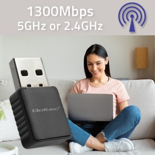 Adapter WiFi Qoltec Mini 1300Mbps USB 3.0 szybki bezprzewodowy