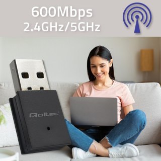 Adapter WiFi Qoltec mini AC BT 4.0 USB szybki kompaktowy 600 Mbps