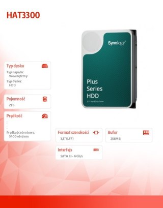 Dysk HDD SATA 3,5 2TB HAT3300 niezawodny do NAS i centrów danych